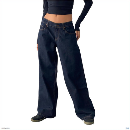 Womens High Waist Straight Leg Denim Jeans