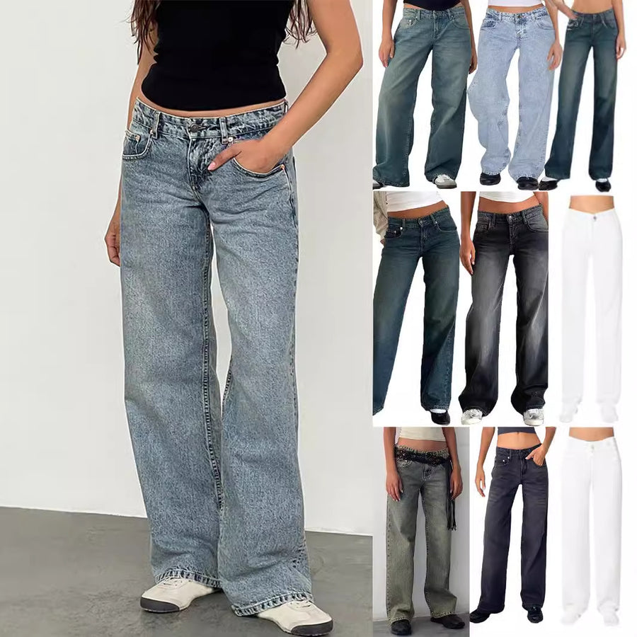 High-Waist Straight Leg Jeans